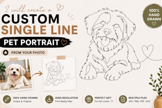 create a custom single line pet portrait from your photo