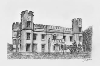 draw pencil sketch landscape, building or scenery with my style
