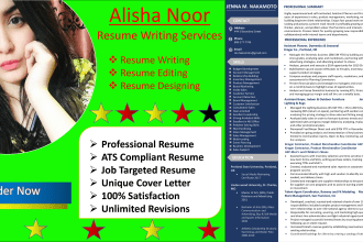 deliver professional job winning resume and cover letter