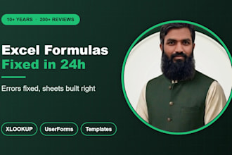 fix or create excel formulas, spreadsheets and vba userforms