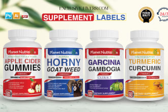 do label design, supplement label, bottle label, pill label, product label