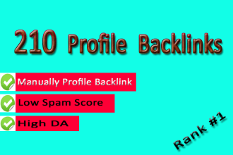 make 210 high da manually profile backlinks for website ranking