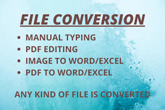 do conversion of scanned, image, pdf, word, excel, retype