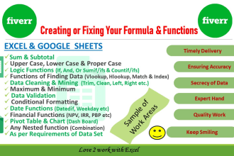 create and fix formula,functions in excel