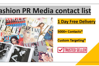 provide fashion PR journalists contact media list