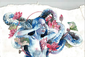 create colorful cover illustration for novel