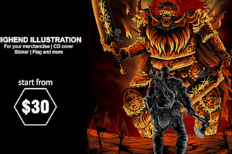make custom dark art, horror, metal illustration for you