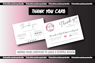 design amazon thank you card, product insert, package insert