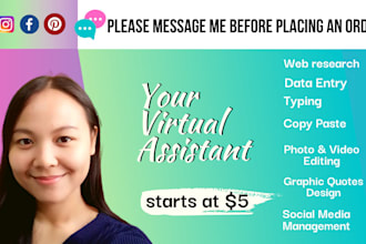 be your virtual assistant for data entry and web research