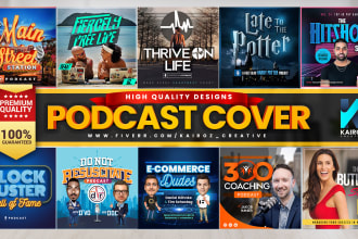 design professional podcast cover art, logo