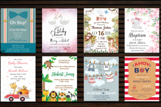 do a custom invitation card design for birthdays and baby shower