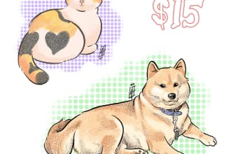 draw your pet into a cute unique and stylish illustration