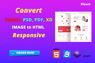 convert figma psd xd pdf or image to html css bootstrap