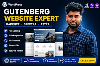 build wordpress website using gutenberg, kadence, spectra block editor