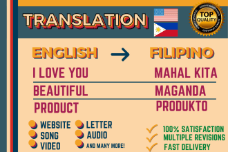 accurately translate english, tagalog and cebuano manually
