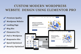 create modern wordpress website, landing page using elementor pro