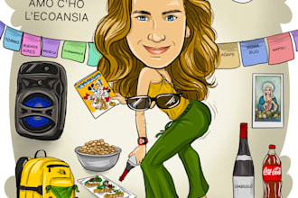 make caricature colored potrait