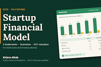 build a startup financial model, projections and forecast in excel