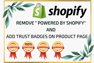 remove powered by shopify and add trust badge on product page