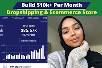 create shopify website design, dropshipping store, shopify website development