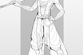 Top 10!  draw your dnd and rpg characters drawing in lineart style