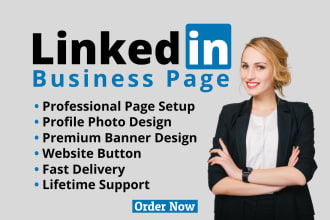 do linkedin business page creation , company page setup , premium banner design