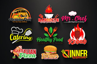 do restaurant, fastfood, BBQ, food truck and 3d food logo design