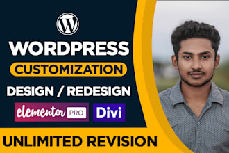 redesign wordpress, customize with elementor or divi