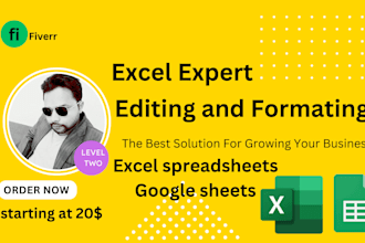edit and format excel spreadsheet, google sheets, excel formulas, vba