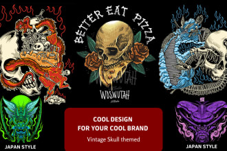 create skull skeleton illustration for t shirt design