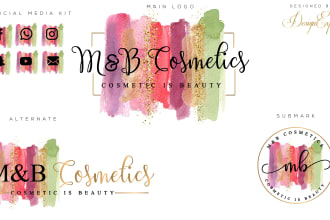 create watercolor signature beauty hair,nails salon logo