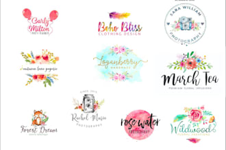design beautiful watercolor feminine logo