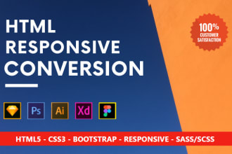 convert psd to html, xd to html, figma to html responsive
