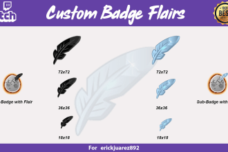 design custom twitch sub flairs, badge flares and sub flares in 24 hours