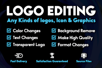 edit logo, change font, recolor, vectorize, transparent png