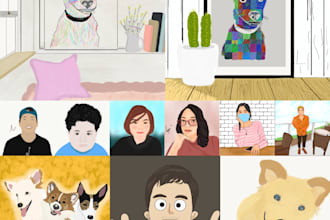 draw comic style or dogs digital art