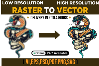 convert raster logo,image in vector file high resolution ai,png,eps