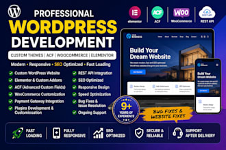 wordpress development with custom themes, acf, woocommerce,elementor,bug fixes
