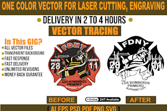 make logo, image one color vector for laser cutting, engraving and line art
