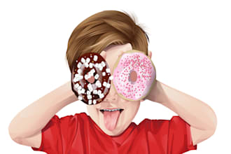 draw your adorable childs photo into a cartoon portrait