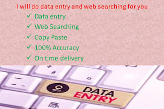 provide my virtual assistance for data entry, typing and web searching