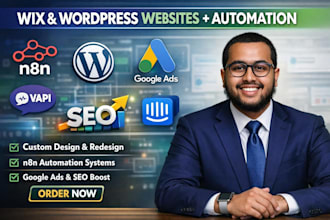 build wordpress or wix websites with ai automation n8n with SEO and google ads