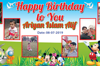 do professionally invitation card and birthday banners