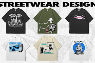 create unique streetwear, edgy, artsy tshirt design