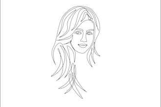 custom black and white line art portrait from your photo, fast delivery
