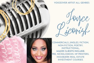 narrate your commercial or urban, childrens, business, or fiction audiobook