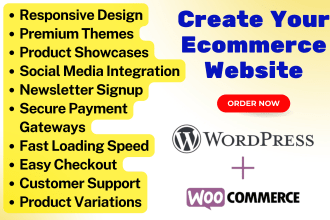 create ecommerce website, wordpress ecommerce website, online store, woocommerce