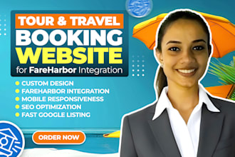 create a tour and travel booking website for fareharbor