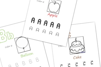 create tracing, english and maths worksheets for kindergarten