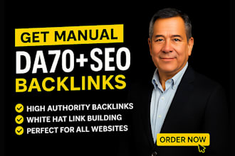 do 70 manual whitehat authority SEO backlinks link building service